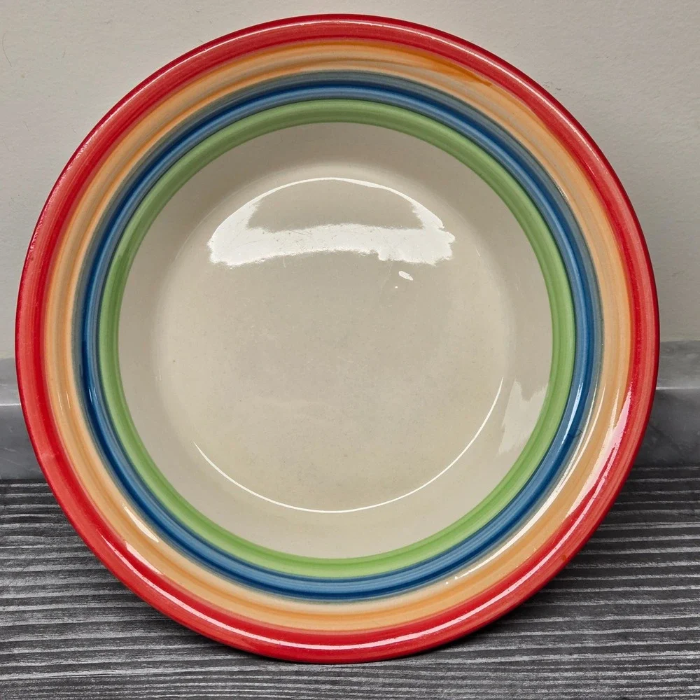 VTG. Gibson Designs Stylish Living Rainbow Stripes Hand Painted Soup/Cereal Bowl